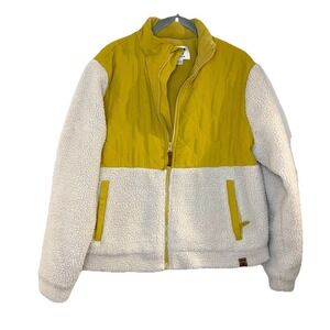 LIV OUTDOOR Dahlia Sherpa Mustard Yellow Beige Quilted Fleece Full Zip Jacket M